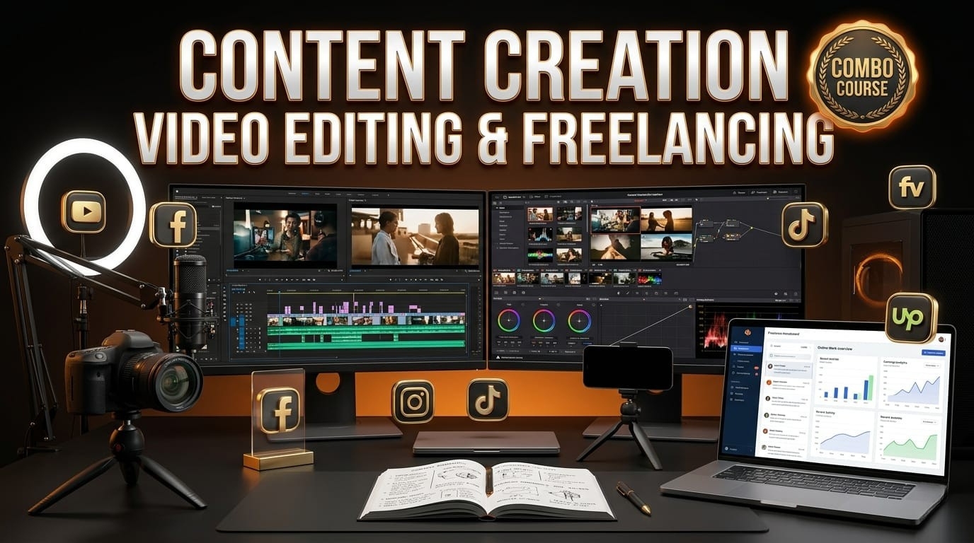 Content Creation & video editing & Freelancing & AI master combo course